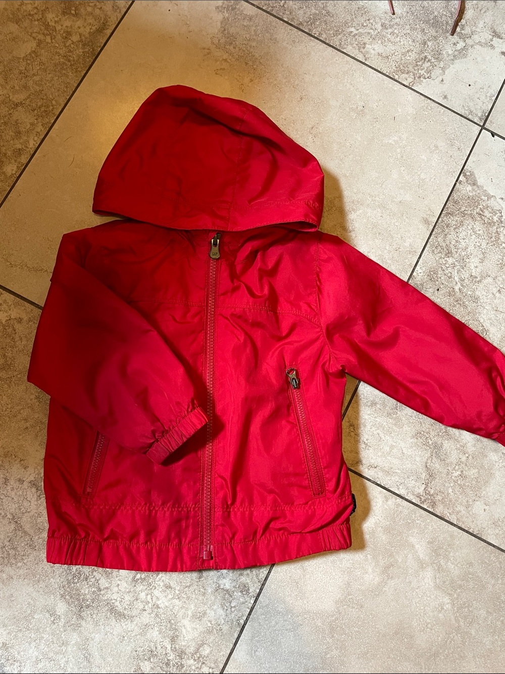 GAP Red Hooded Kids Raincoat with Zipper Pockets